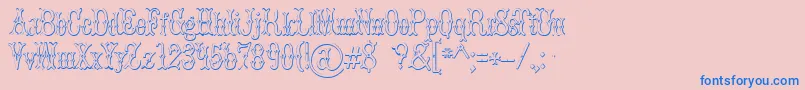 BrucedoublepicaBeveled-fontti – siniset fontit vaaleanpunaisella taustalla