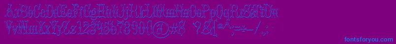 BrucedoublepicaBeveled-Schriftart – Blaue Schriften auf violettem Hintergrund