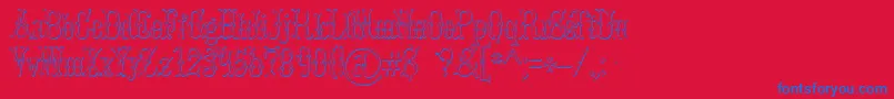 BrucedoublepicaBeveled-Schriftart – Blaue Schriften auf rotem Hintergrund