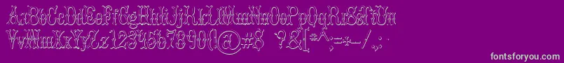 BrucedoublepicaBeveled-Schriftart – Grüne Schriften auf violettem Hintergrund