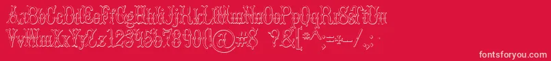フォントBrucedoublepicaBeveled – 赤い背景にピンクのフォント