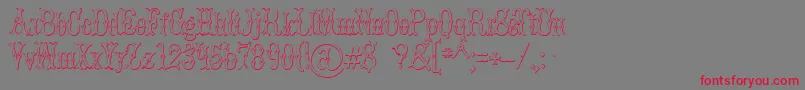フォントBrucedoublepicaBeveled – 赤い文字の灰色の背景