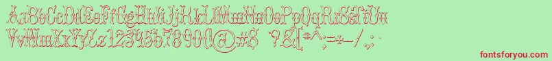 BrucedoublepicaBeveled Font – Red Fonts on Green Background