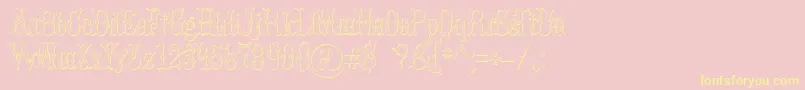 BrucedoublepicaBeveled Font – Yellow Fonts on Pink Background