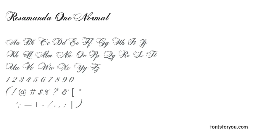 Schriftart RosamundaOneNormal – Alphabet, Zahlen, spezielle Symbole
