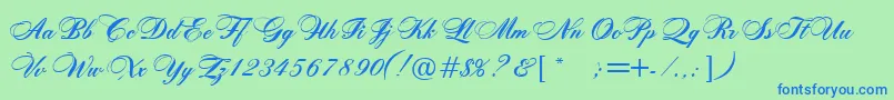 RosamundaOneNormal Font – Blue Fonts on Green Background