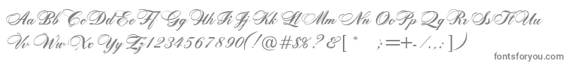 RosamundaOneNormal-fontti – harmaat kirjasimet valkoisella taustalla