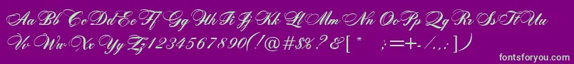 RosamundaOneNormal Font – Green Fonts on Purple Background