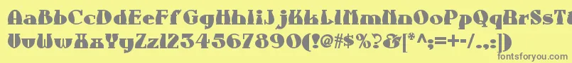 Fonte Auntberthanf – fontes cinzas em um fundo amarelo
