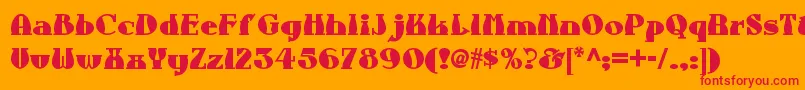 フォントAuntberthanf – オレンジの背景に赤い文字