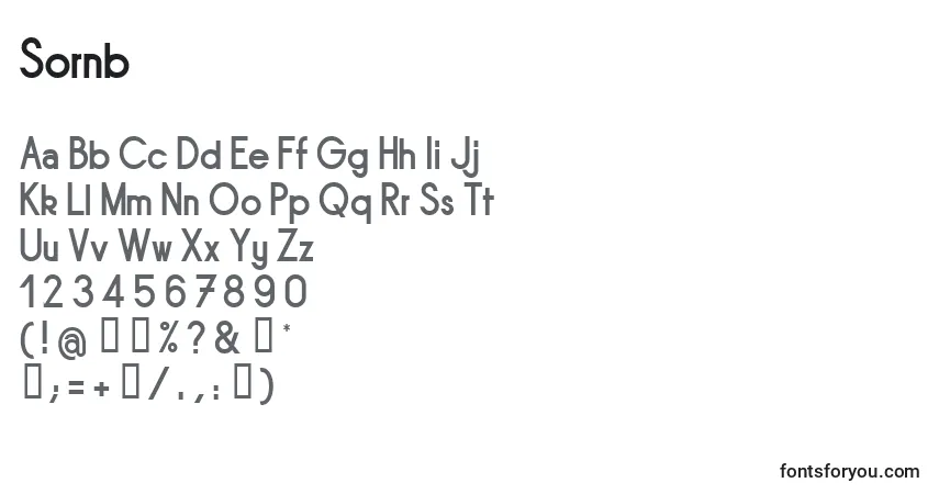 Czcionka Sornb – alfabet, cyfry, specjalne znaki