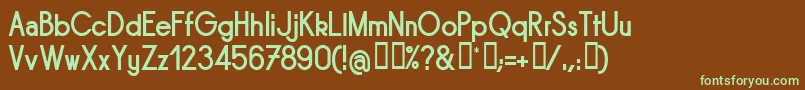 フォントSornb – 緑色の文字が茶色の背景にあります。