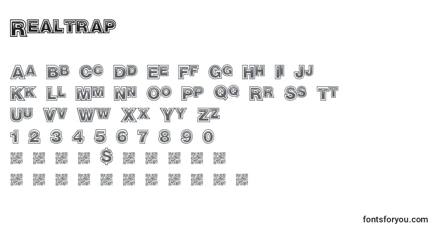 Schriftart Realtrap – Alphabet, Zahlen, spezielle Symbole