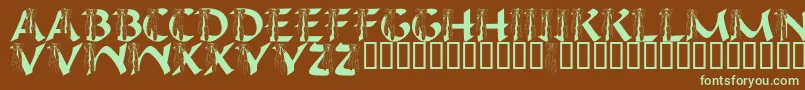 フォントLmsIHopeYouDance – 緑色の文字が茶色の背景にあります。