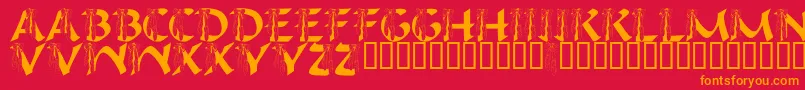 フォントLmsIHopeYouDance – 赤い背景にオレンジの文字