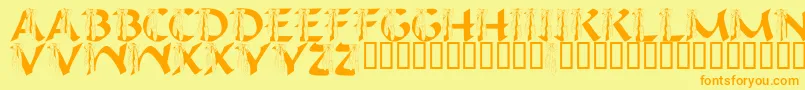 フォントLmsIHopeYouDance – オレンジの文字が黄色の背景にあります。