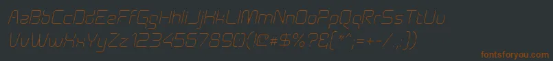 Czcionka Aunchanted Thin Oblique – brązowe czcionki na czarnym tle