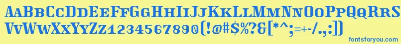 Traktoretka Font – Blue Fonts on Yellow Background