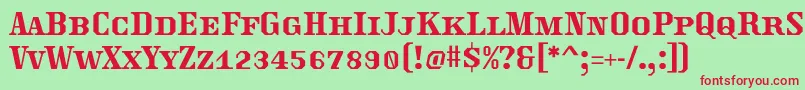 Traktoretka Font – Red Fonts on Green Background