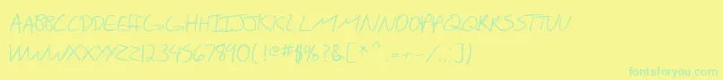 SfScribbledSansSc Font – Green Fonts on Yellow Background