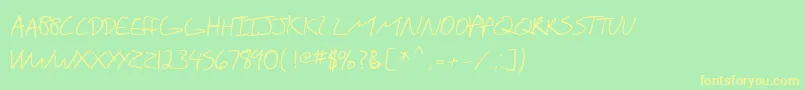 SfScribbledSansSc-Schriftart – Gelbe Schriften auf grünem Hintergrund