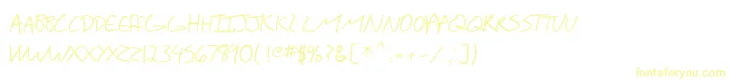 フォントSfScribbledSansSc – 白い背景に黄色の文字