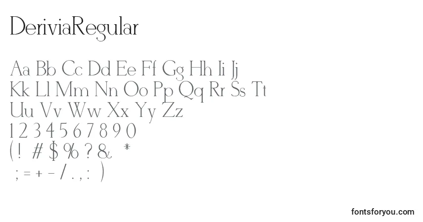 DeriviaRegular-fontti – aakkoset, numerot, erikoismerkit