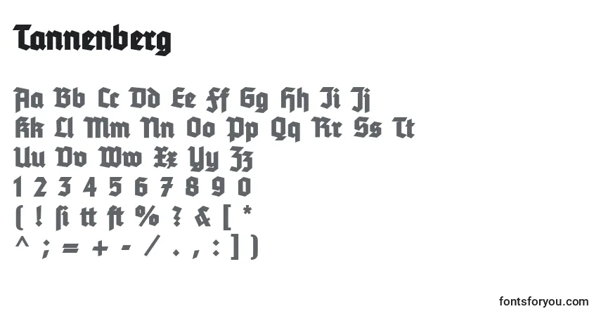 Schriftart Tannenberg – Alphabet, Zahlen, spezielle Symbole