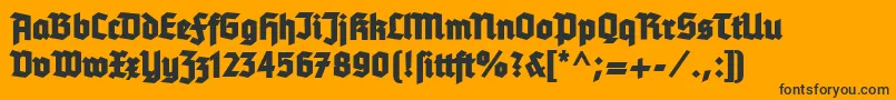 Tannenberg-Schriftart – Schwarze Schriften auf orangefarbenem Hintergrund