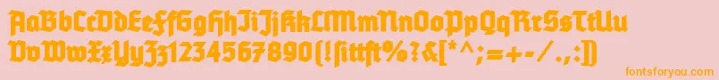 Tannenberg-Schriftart – Orangefarbene Schriften auf rosa Hintergrund