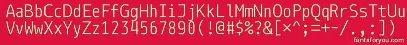 フォントMonoidA0A1A3AlAdAa – 赤い背景に緑の文字