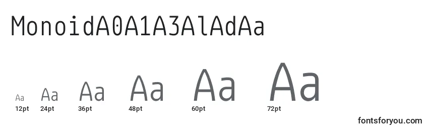 Размеры шрифта MonoidA0A1A3AlAdAa