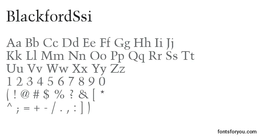 Schriftart BlackfordSsi – Alphabet, Zahlen, spezielle Symbole