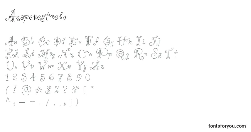 A fonte Anaperestrelo – alfabeto, números, caracteres especiais