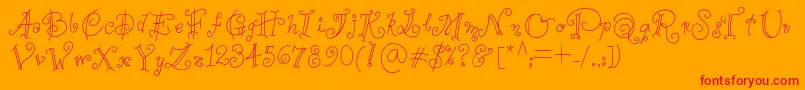 フォントAnaperestrelo – オレンジの背景に赤い文字