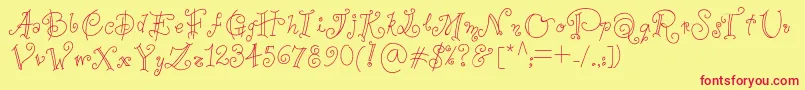 Anaperestrelo-Schriftart – Rote Schriften auf gelbem Hintergrund