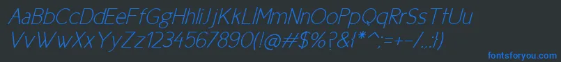 NewCicleFinaItalic Font – Blue Fonts on Black Background