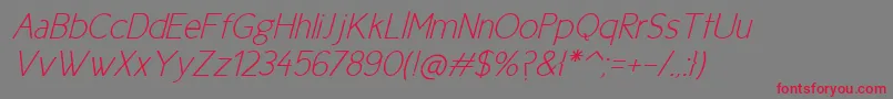 フォントNewCicleFinaItalic – 赤い文字の灰色の背景