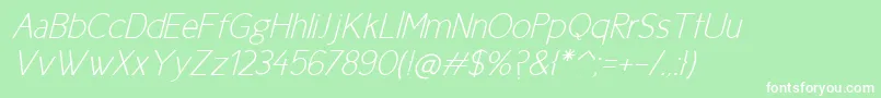 Fonte NewCicleFinaItalic – fontes brancas em um fundo verde
