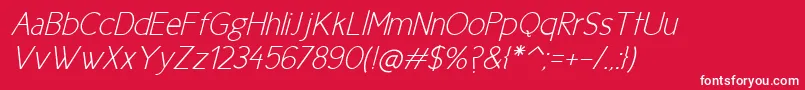 NewCicleFinaItalic Font – White Fonts on Red Background