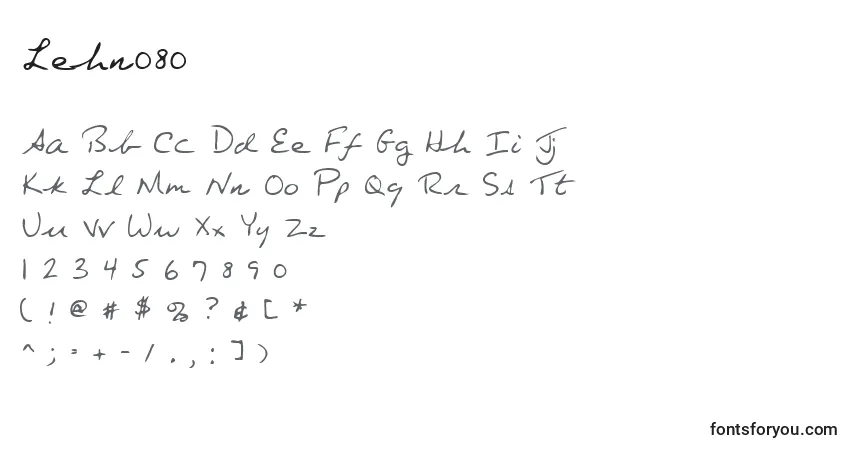 Czcionka Lehn080 – alfabet, cyfry, specjalne znaki