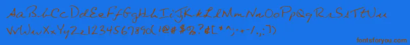 Lehn080 Font – Brown Fonts on Blue Background