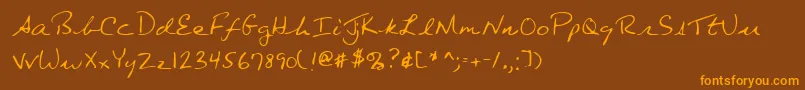 Lehn080-Schriftart – Orangefarbene Schriften auf braunem Hintergrund