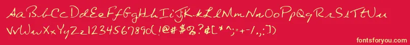 Lehn080-Schriftart – Gelbe Schriften auf rotem Hintergrund