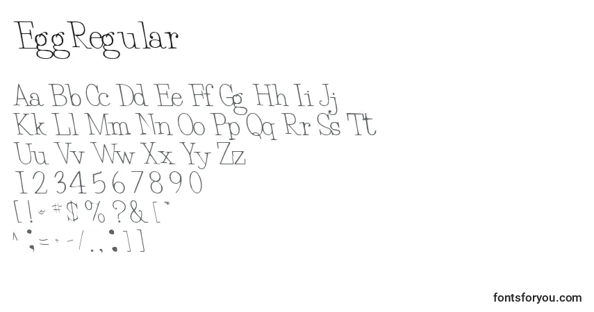 Schriftart EggRegular – Alphabet, Zahlen, spezielle Symbole