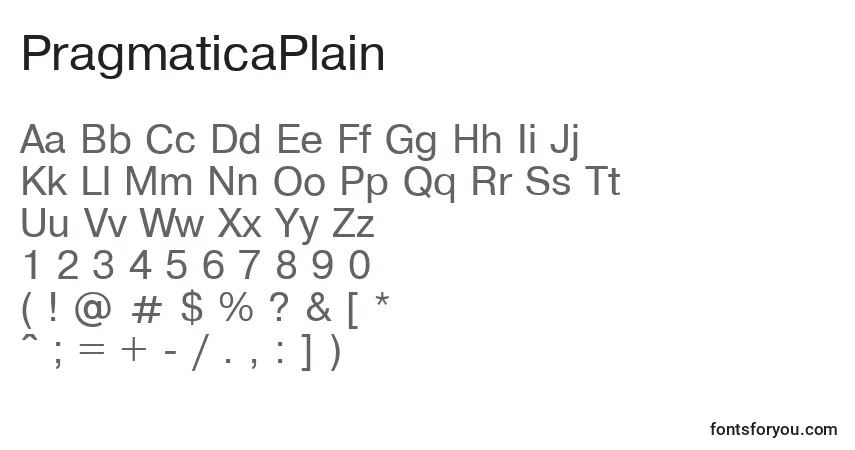 PragmaticaPlain Font – alphabet, numbers, special characters