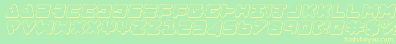 ZealotOutlineItalic-Schriftart – Gelbe Schriften auf grünem Hintergrund
