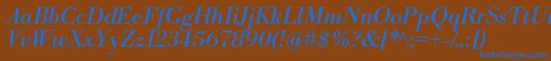 LibrebodoniItalic Font – Blue Fonts on Brown Background