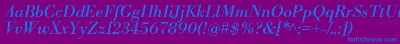 LibrebodoniItalic Font – Blue Fonts on Purple Background