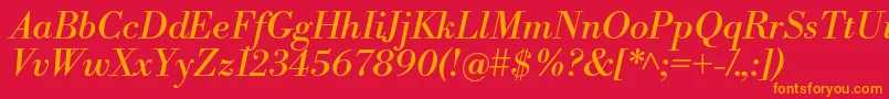 LibrebodoniItalic Font – Orange Fonts on Red Background